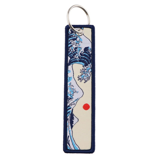 Japanese Waves Embroidered Keychain